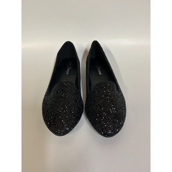 Forever sparkly black flats women's size 7.5 - Picture 2 of 5
